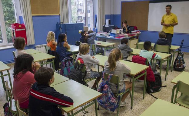 Una clase del colegio Ramón Pelayo, en el primer día de este curso.