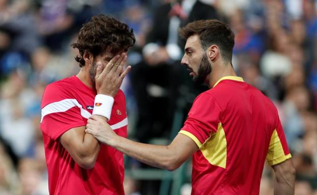 Feliciano López y Marcel Granollers, durante el dobles. 