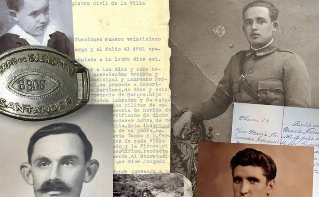 Los documentos de algunos de los republicanos que fueron enterrados en la fosa común del cemeterio de Limpias. 