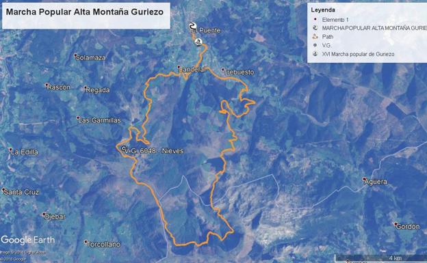 Recorrido de la Marcha Popular de Alta Montaña de Guriezo.