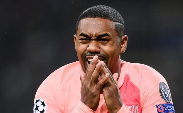 Malcom llora tras marcar ante el Inter. 