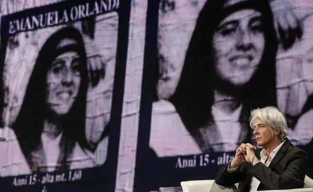 El hermano de la joven italiana desaparecida en 1983 Emanuela Orlandi, Pietro Orlandi, participa en un programa de la televisión italiana en Roma. 