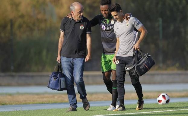 Kitoko, cuando se lesionó en septiembre de la rotura fibrilar en el partido ante el Vitoria