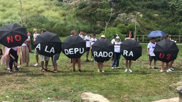 Una de las acciones de protesta en las que participó la Plataforma este verano. 