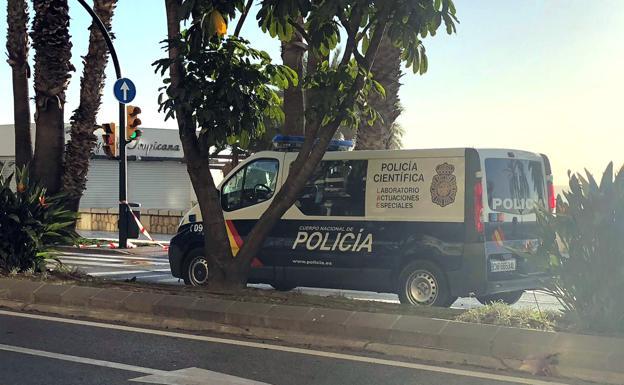 Un furgón de la Policía Cientítica en el lugar del suceso.