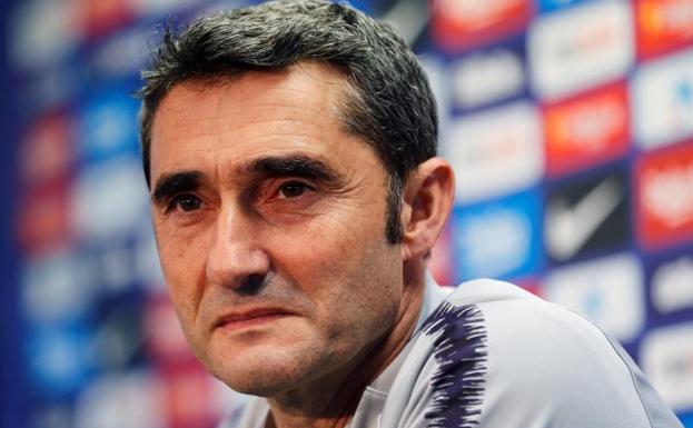 Ernesto Valverde, durante la rueda de prensa. 