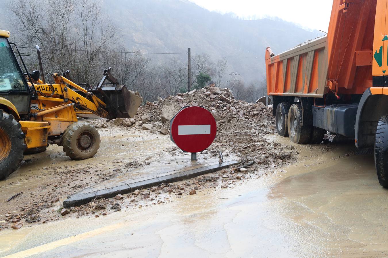 Fotos: Toneladas de tierra cortan la carretera a Bárcena Mayor