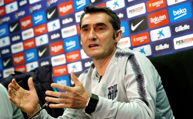 Ernesto Valverde, en rueda de prensa. 