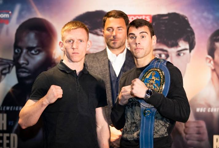 Cheesman (23 años), el promotor Eddie Hearn y Sergio García (26).