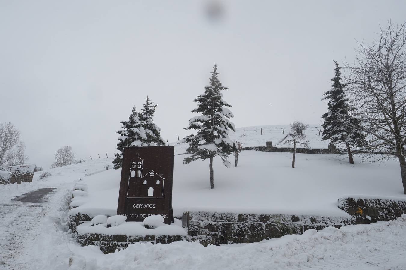 El paso de la borrasca 'Helena' viste de blanco los paisajes de Campoo.
