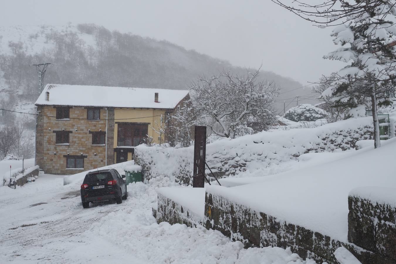 El paso de la borrasca 'Helena' viste de blanco los paisajes de Campoo.