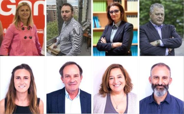 Arriba, de izquierda a derecha, Noelia Cobo, Jorge Gutiérrez, Paz de la Cuesta y Joaquín Gómez. Abajo, de izquierda a derecha, Marián Casares, Javier garcía Oliva, Yolanda Algorri y Gustavo García. 