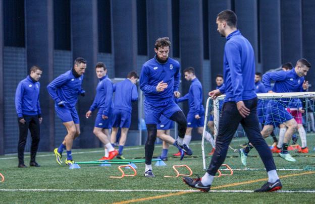 Rubén Palazuelos, durante uno de los ejercicios en una de las sesiones de entrenamiento en El Malecón 2.