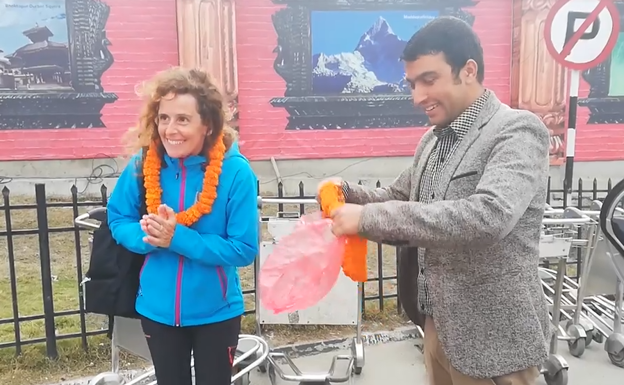 Raquel García, a su llegada a Nepal.