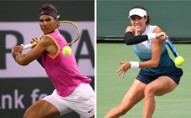 Rafa Nadal y Garbiñe Muguruza en Indian Wells.