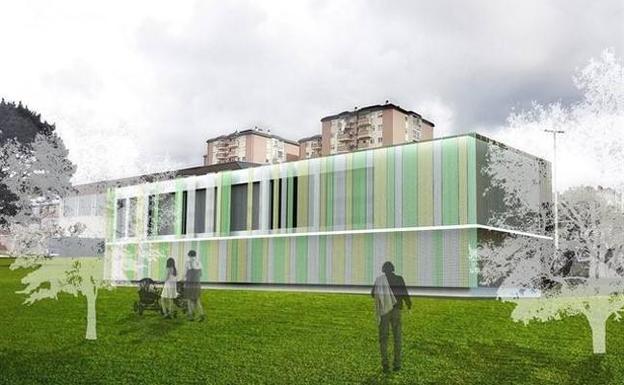 Infografía del edificio que se va a construir junto a la piscina. 