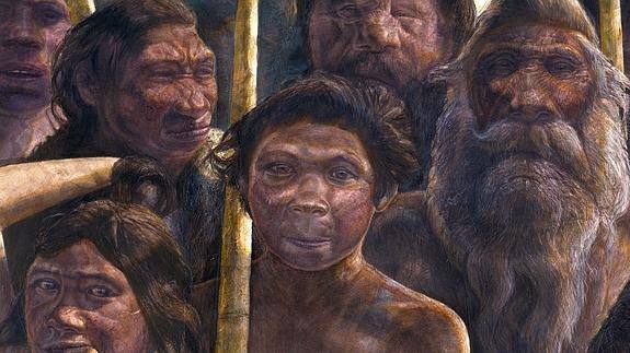 Recreación artística de los homínidos de Atapuerca, que podrían ser 'parientes cercanos' de los de La Garma.