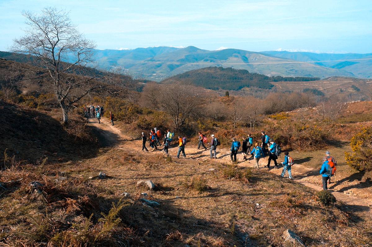 El grupo camino a la Espina del Gallego.