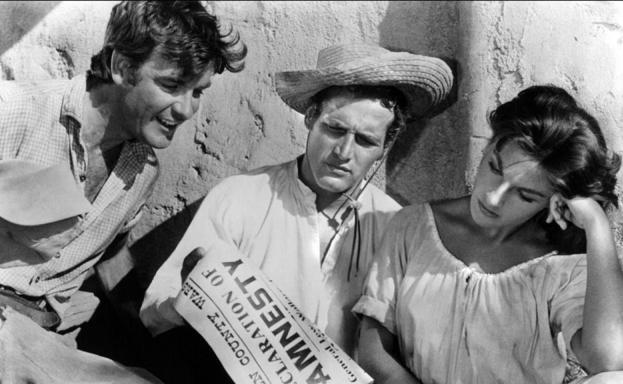 James Best, Paul Newman y Lita Milan en 'El zurdo'.