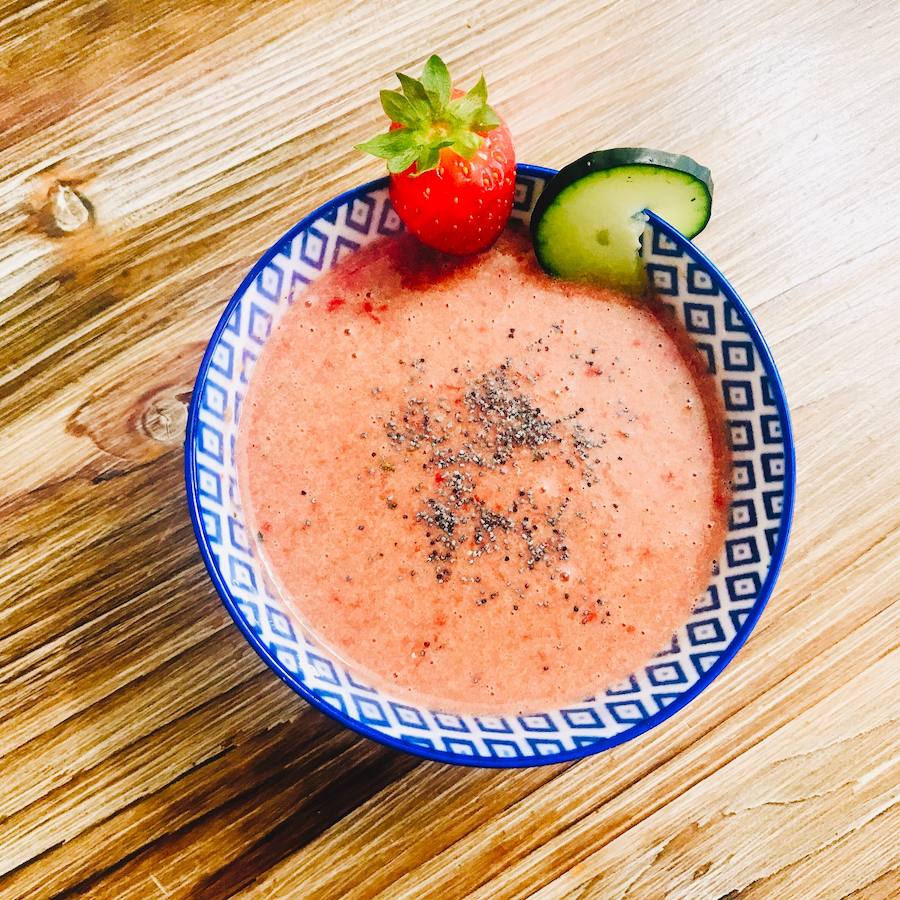 GAZPACHO DE FRESAS. Resultado final de la receta.