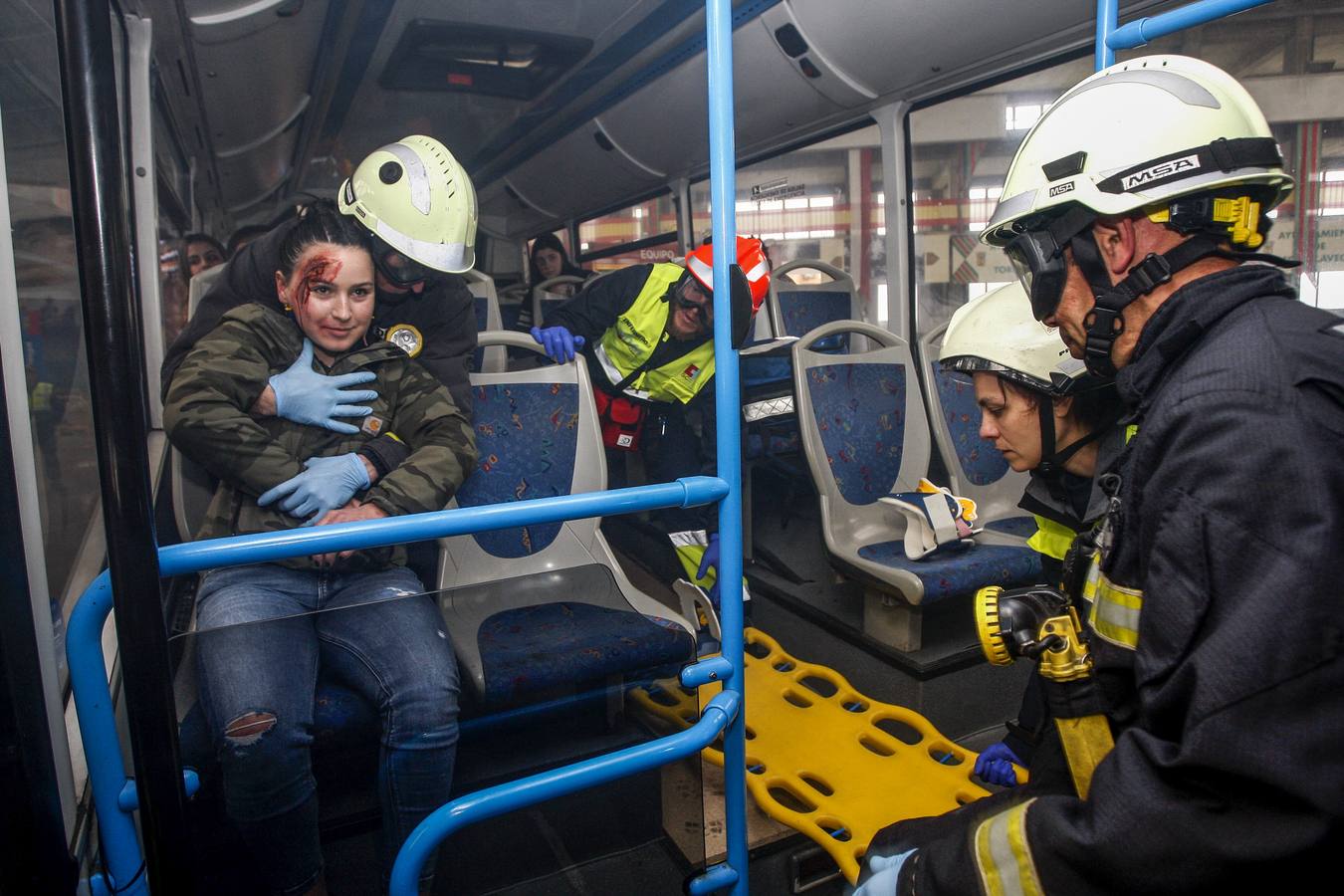 El simulacro se ha producido con jóvenes que han participado en calidad de actores.