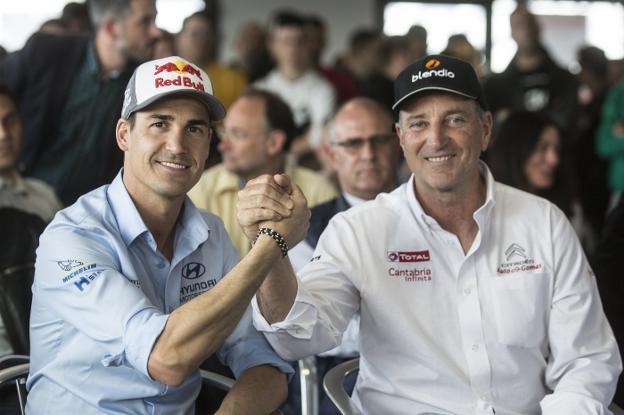 Dani Sordo y Chus Puras, ayer en la presentación del Rally Festival Trasmiera en el Karting La Roca. 