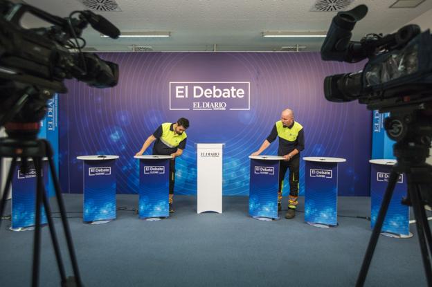 Escenario de las instalaciones del periódico en el que se celebrará el debate hoy. 