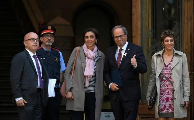 El presidente de la Generalitat, Quim Torra, a su llegada al TSJC.