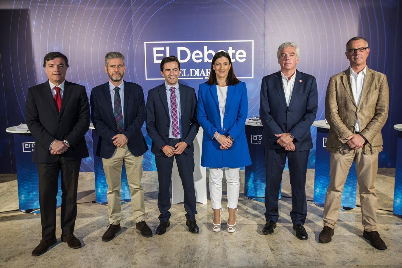 Gema Igual (PP,), Pedro Casares (PSOE), José María Fuentes-Pila (PRC), Javier Ceruti (Ciudadanos), Miguel Saro (Unidas por Santander) y Guillermo Pérez-Cossío (Vox) han participado en el debate organizado por El Diario Montañés.