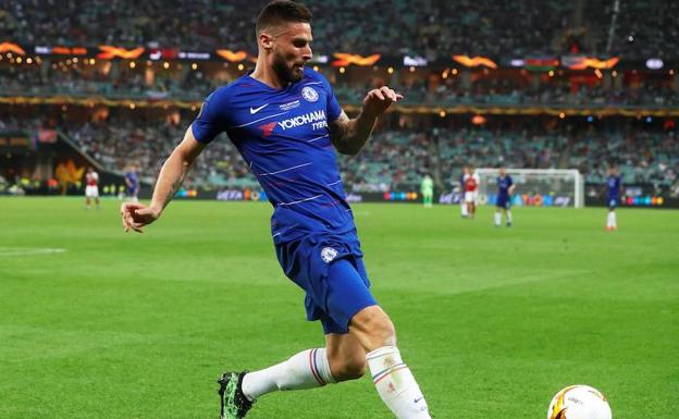 Giroud, futbolista del Chelsea, durante la final de la Liga Europa. 