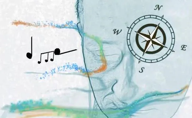 Una de las imágenes alegóricas, relacionada con los mapas en los que se inspiró el compositor y que se incluyen en el videoclip 'Inopia'. 