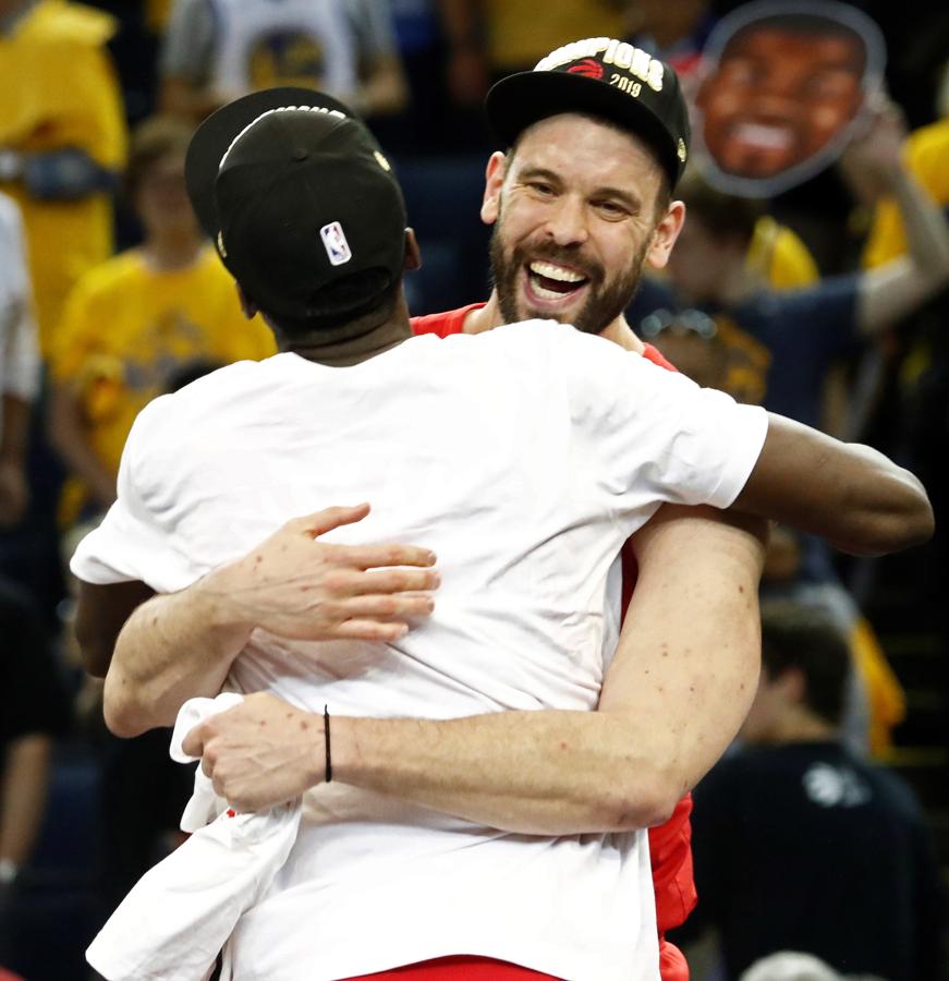 Marc Gasol, exultante tras el triunfo de los Raptors.