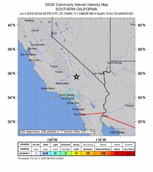 Zona del terremoto. 