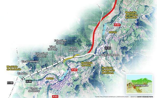 El trazado elegido de la variante de Potes discurre en su integridad por la capital lebaniega y evita Cillorigo