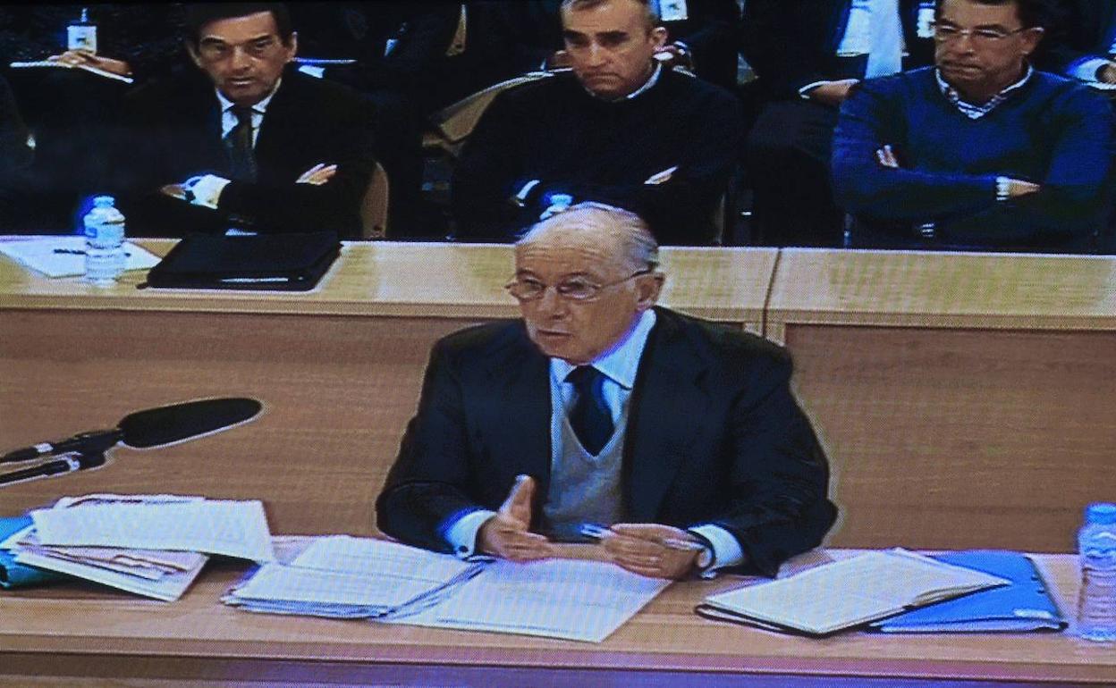 El expresidente de Bankia, Rodrigo Rato, en la Audiencia Nacional. 