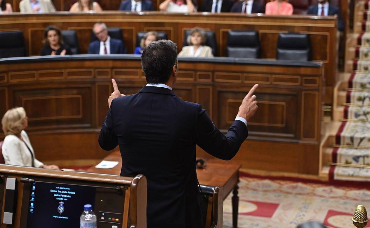 Pedro Sánchez habla en el Congreso de los Diputados. 