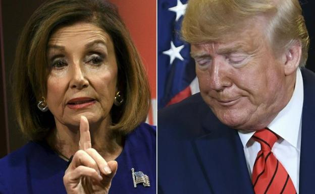 La presidenta de la Cámara de Representantes de Estados Unidos, Nancy Pelosi y el presidente estadounidense Donald Trump. 