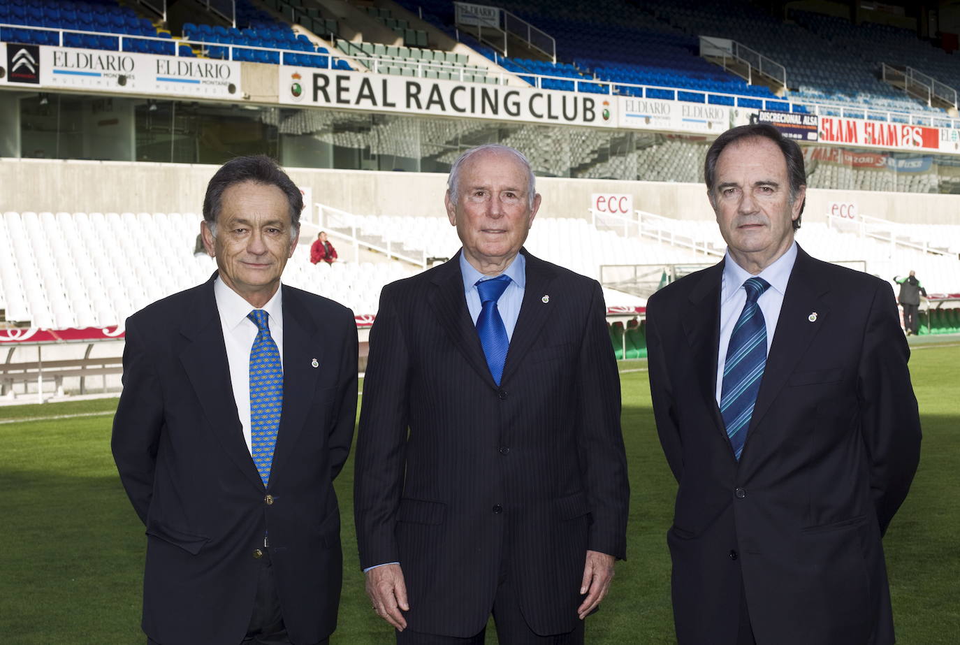 2012. De izq. a dcha, Pablo Galán 'Chani', Laureano Ruiz y José Manuel Riancho, representantes institucionales del Real Racing Club.