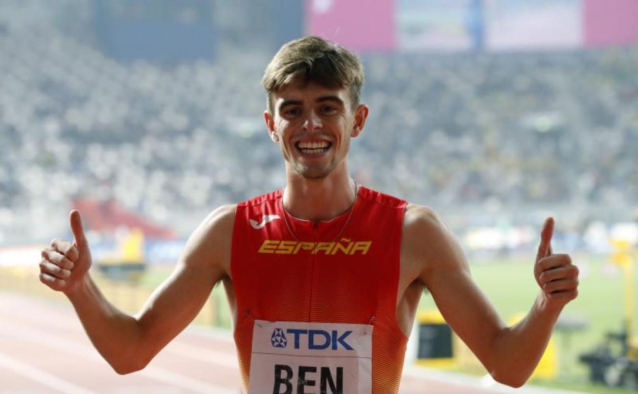 Adrián Ben celebra su sexto puesto en los Mundiales de Doha.