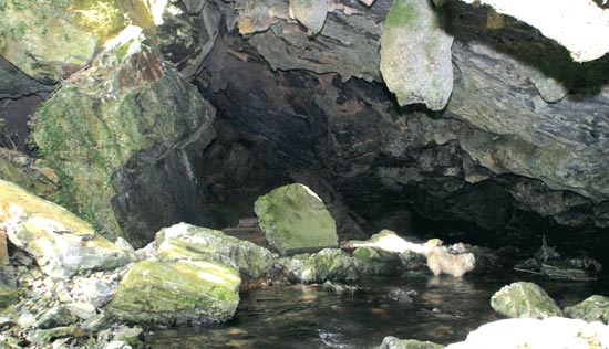 Cueva del Toyo, en Venta Fresnedo, por donde se sumerge el río Latarmá hasta que se une al Tanea.