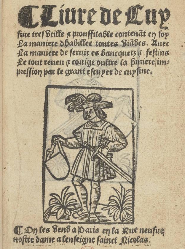 Portada del recetario 'Livre de cuysine tres vtille e prouffitable'. Biblioteca Nacional Francesa.