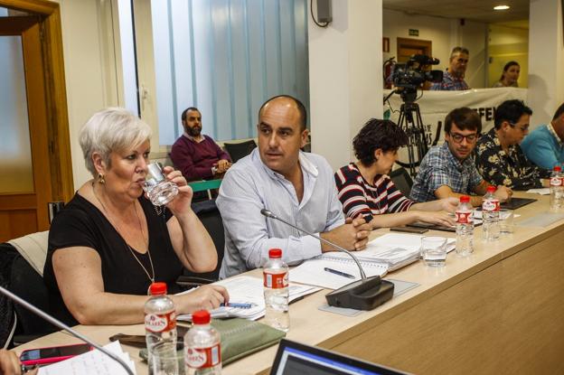 Blanca Rosa Gómez Morante (Torrelavega Sí) y Julio Ricciardiello (Ciudadanos), ayer, durante la sesión plenaria. 