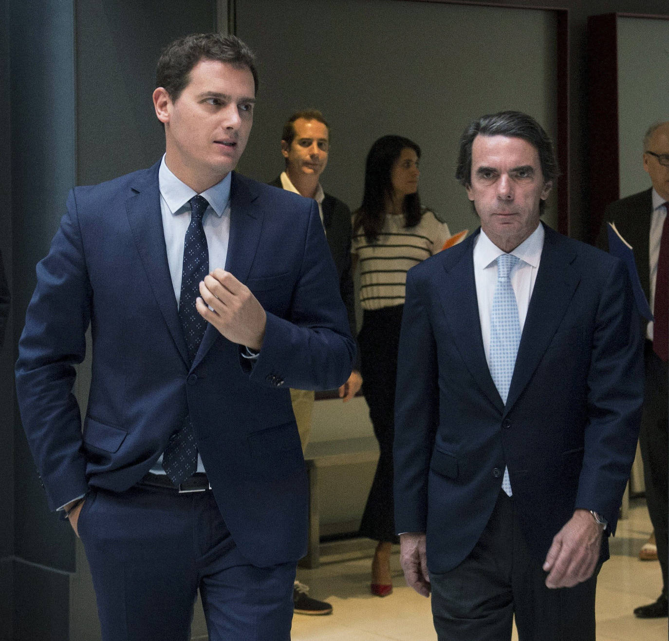 Con José María Aznar, en una imagen de 2017.