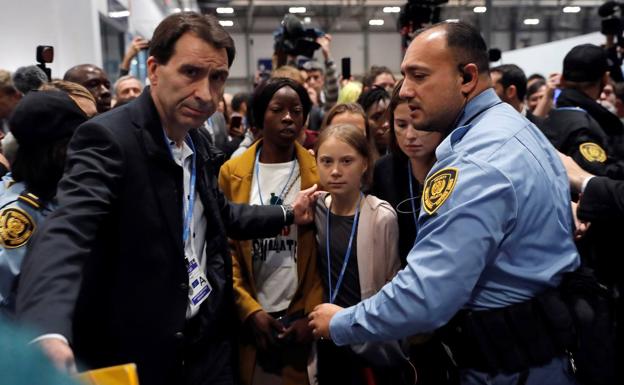 Greta Thunberg, a su llegada a la Cumbre del Clima.