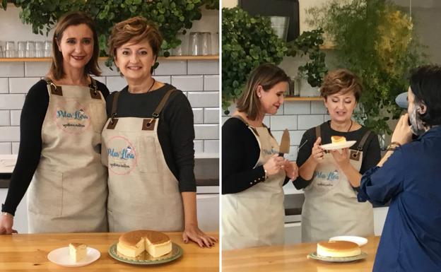 Pilar Llera y Eva Fernández Cobo disfrutaron de la elaboración del postre.