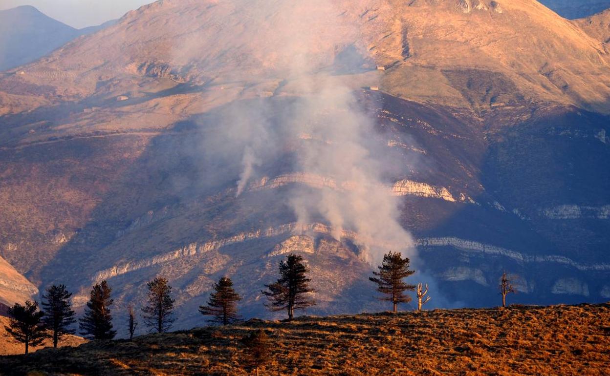 Una ladera, ya quemada, en la zona de Peña Negra, en el municipio de Vega de Pas