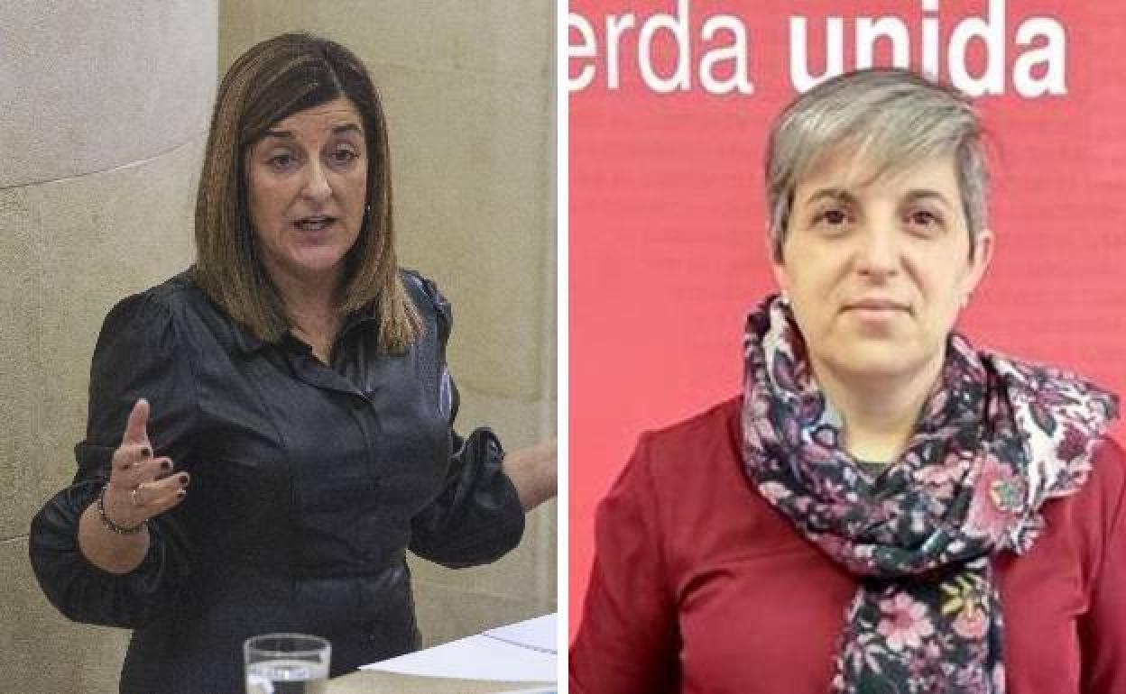 María José Sáenz de Buruaga (PP) y Leticia Martínez (IU).