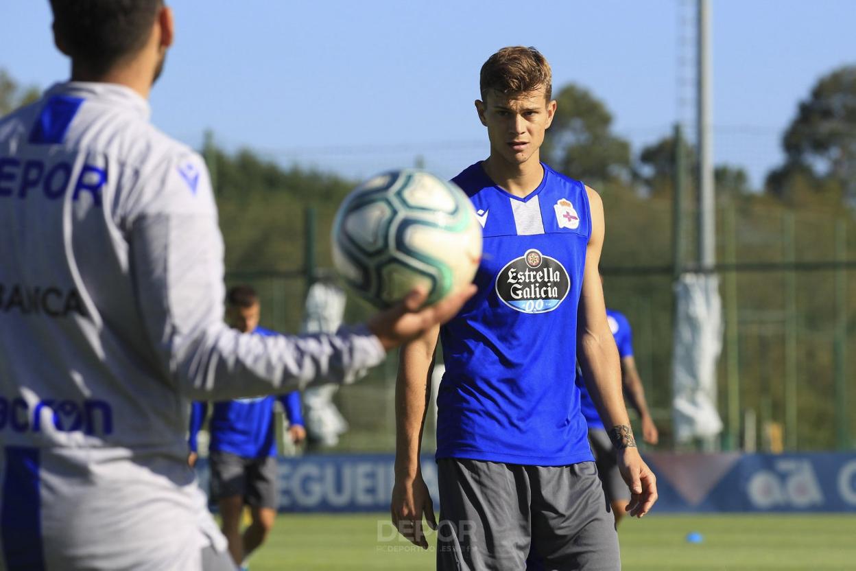 Samuele Longo, con el Deportivo. 