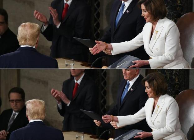 Trump niega el saludo a Pelosi. 