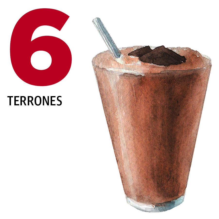 Un batido de cacao equivale a 6 terrones de azucar.